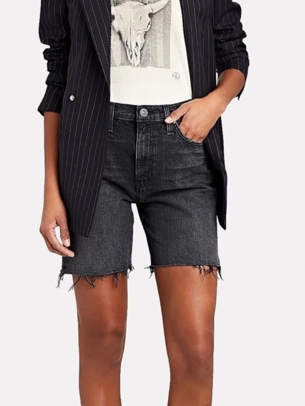 Hudson Hana Short Jeans Women's Black Washed Denim Cutoff Shorts 30 Bermuda